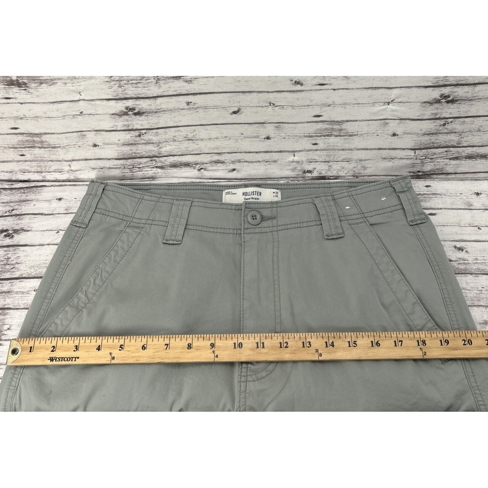 Hollister Super Baggy Cargo Pants Mens Size 34x30 Light Green Utility Y2K Cotton - Picture 5 of 10